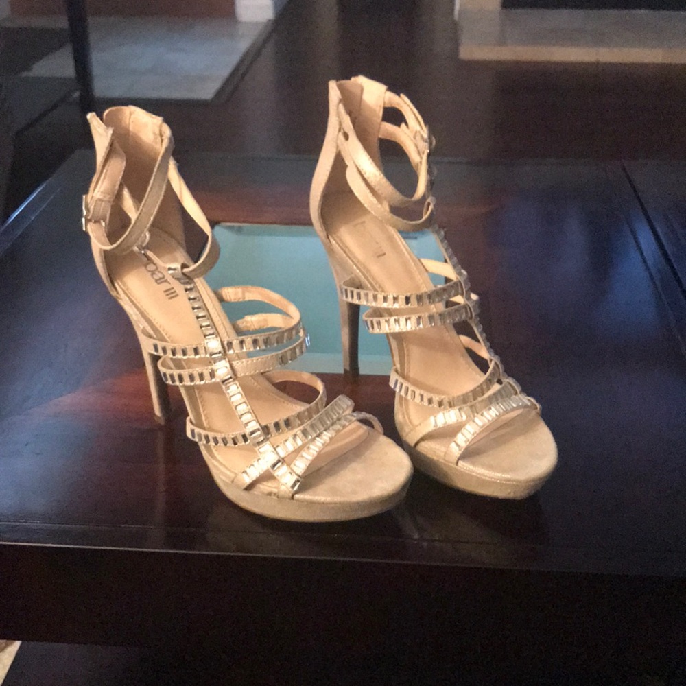 Champagne Gold platform heels. Wore once